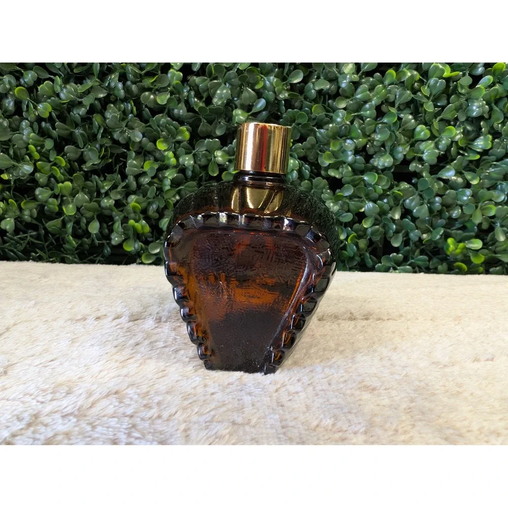 Vintage Avon Spicy After Shave Indian Head Amber Glass Decanter 4oz Empty Bottle